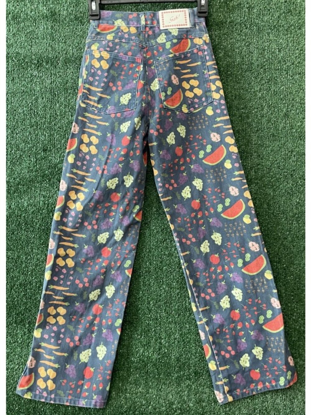 Nuuly Lisa Says Gah Women's Size 24 Fruit Print Jeans Pants Blue Multicolor - Picture 8 of 9